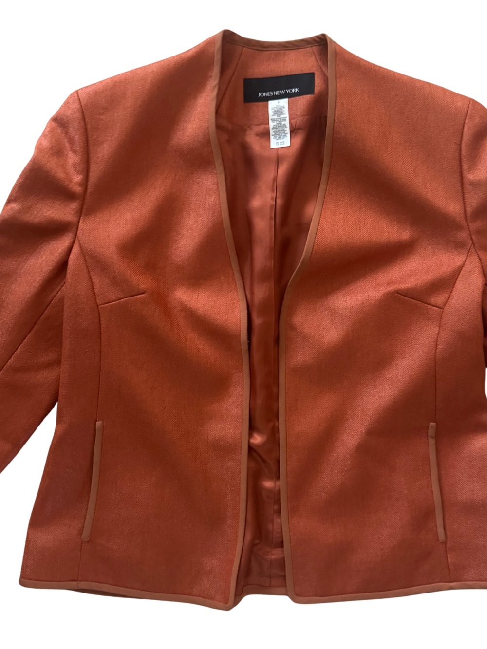 Jones New York Rust Orange Open-Front Blazer